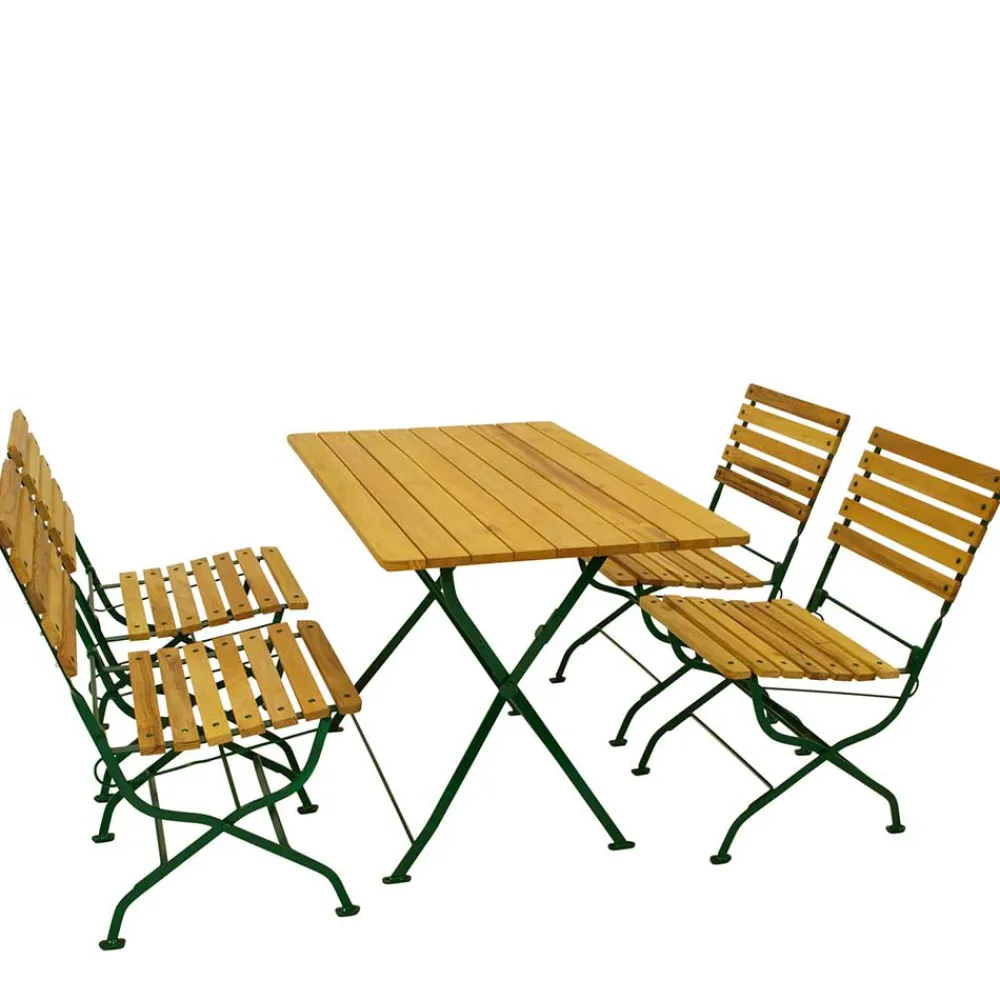 Wohnen Sitzgruppe<Biergarten Tischgruppe aus Robinie - Gracy (fünfteilig)
