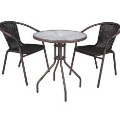 Wohnen Sitzgruppe<Bistro Sitzgruppe mit Glastisch - Justina (dreiteilig)