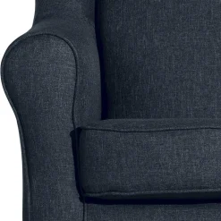 Wohnen Sessel<Blauer Ohrensessel mit Buche Beinen - Mag