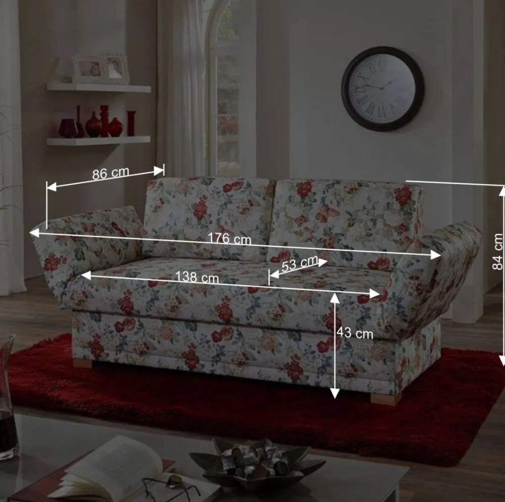 Wohnen Betten|Sofas<Blaues Schlafsofa mit verstellbaren Armlehnen - Lash