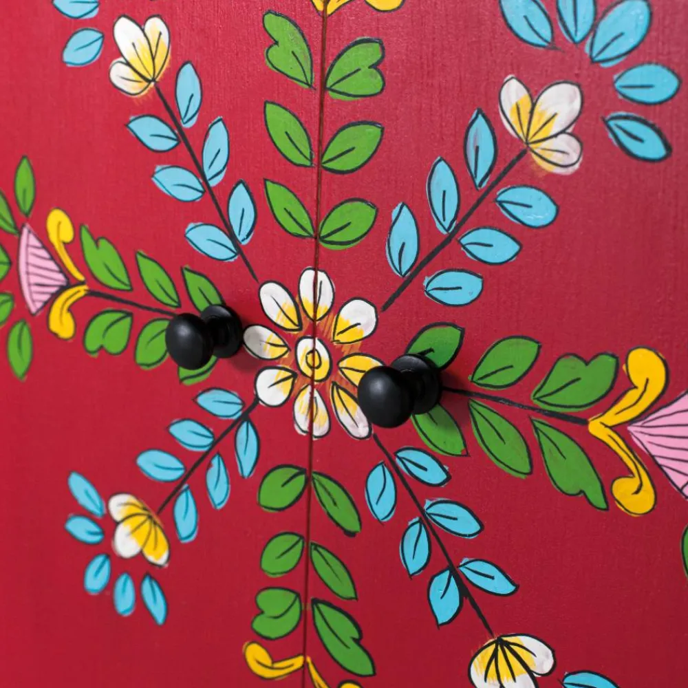 Wohnen Highboards<Boho Kommode mit Blumen Dekor im Folklore Style - Gionala