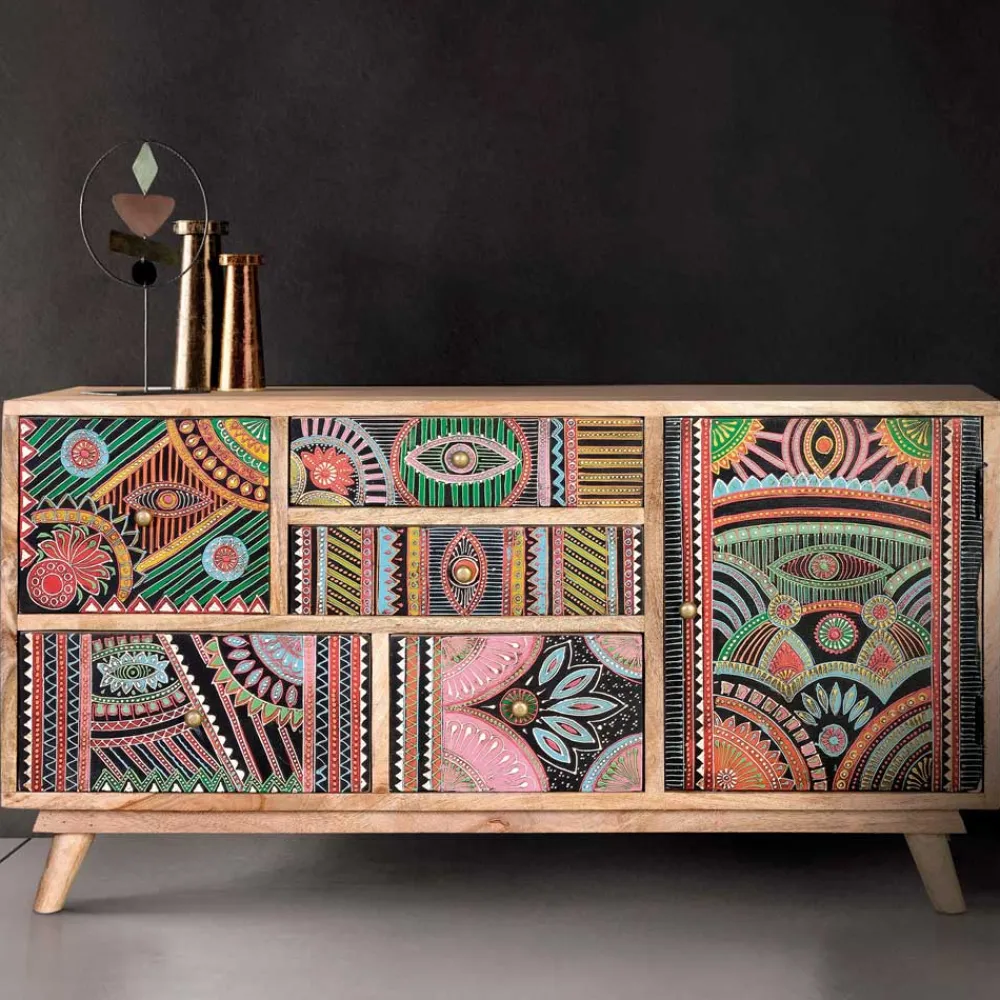 Wohnen Tv & Hifi-Möbel|Lowboards<Boho Style Kommode handbemalt - Winner