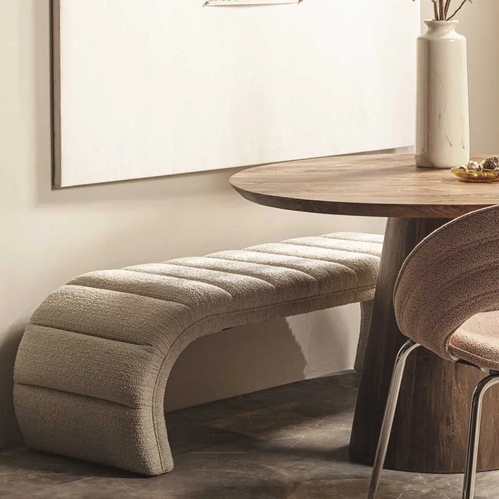 Wohnen Sitzbank<Boucle Design Bank in Beigegrau - Porian