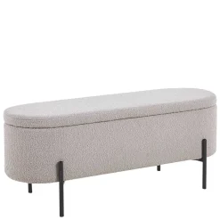 Wohnen Sitzbank<Boucle Polsterbank in Oval mit Stauraum - Buryas