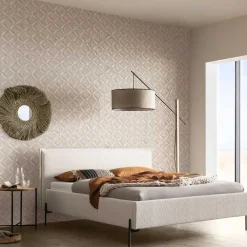 Wohnen Betten<Boucle Stoffbett in Creme Weiß - Fontana