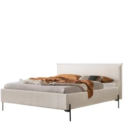 Wohnen Betten<Boucle Stoffbett in Creme Weiß - Fontana