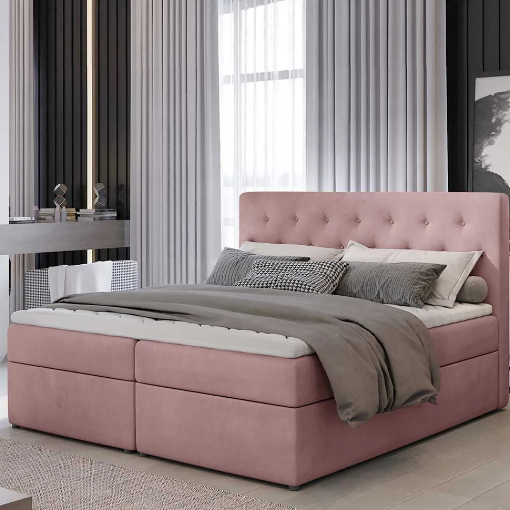 Wohnen Betten<Boxbett in Altrosa - matter Samt - Fernand