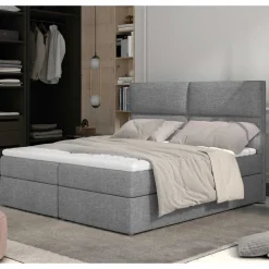 Wohnen Betten<Boxbett mit grauem Webstoffbezug - Loerena