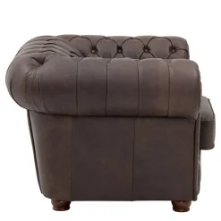 Wohnen Sessel<Brauner Chesterfieldsessel mit Lederbezug - Pluna