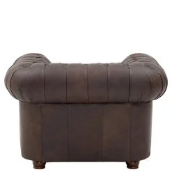 Wohnen Sessel<Brauner Chesterfieldsessel mit Lederbezug - Pluna