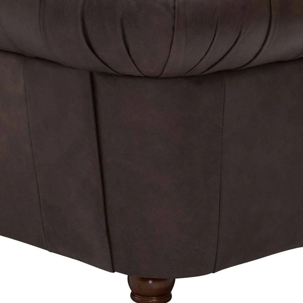 Wohnen Sessel<Brauner Chesterfieldsessel mit Lederbezug - Pluna