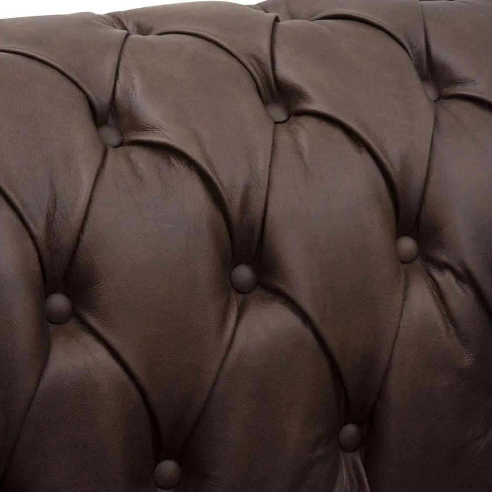 Wohnen Sessel<Brauner Chesterfieldsessel mit Lederbezug - Pluna