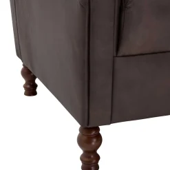 Wohnen Sessel<Brauner Federkernsessel mit Lederbezug - Chesterfield - Esmea