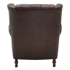 Wohnen Sessel<Brauner Federkernsessel mit Lederbezug - Chesterfield - Esmea