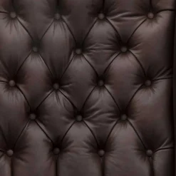Wohnen Sessel<Brauner Federkernsessel mit Lederbezug - Chesterfield - Esmea