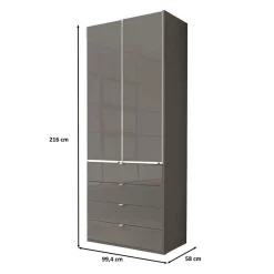 Wohnen Kleiderschränke<Brauner Kombi-Kleiderschrank 100 cm breit - Madita