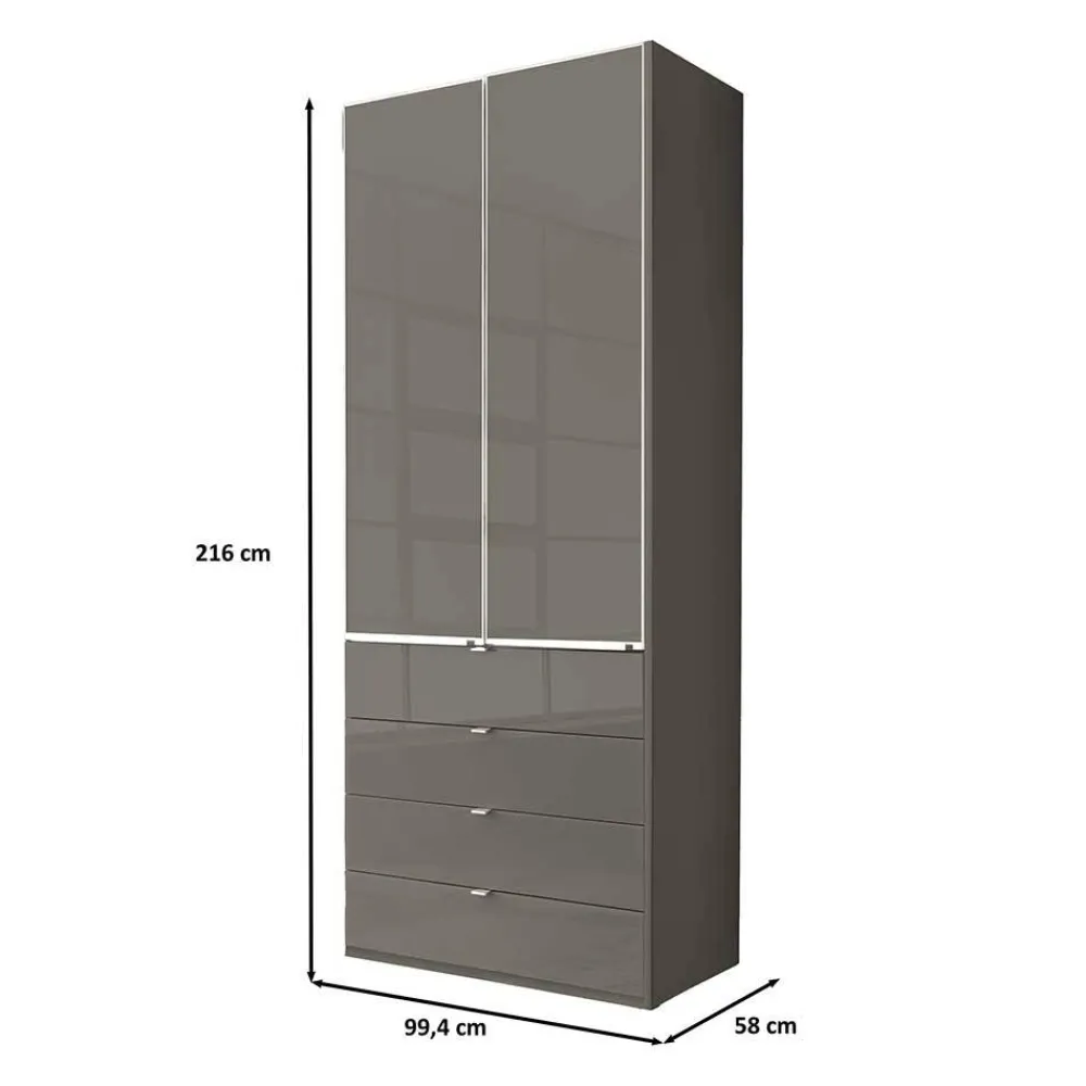 Wohnen Kleiderschränke<Brauner Kombi-Kleiderschrank 100 cm breit - Madita