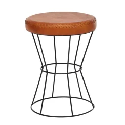 Wohnen Hocker<Brauner Lederhocker mit rundem Sitz - Cintago