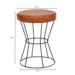 Wohnen Hocker<Brauner Lederhocker mit rundem Sitz - Cintago