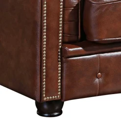 Wohnen Sessel<Brauner Ledersessel im Chesterfield Look - Pluna