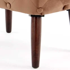 Wohnen Hocker<Brauner Polsterhocker aus Samt mit Knöpfen - Tijong