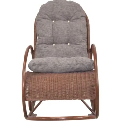 Wohnen Sessel<Brauner Schaukelstuhl aus lackiertem Rattan - Asalion