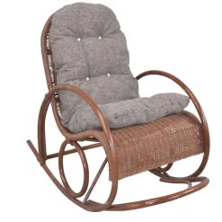Wohnen Sessel<Brauner Schaukelstuhl aus lackiertem Rattan - Asalion