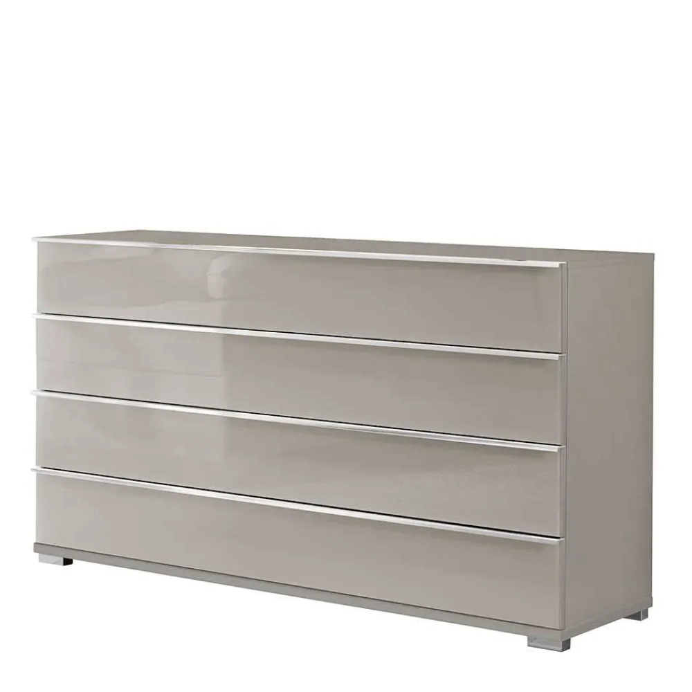 Wohnen Sideboards<Breite Kommode in Hellgrau mit Glasfront - Nucina