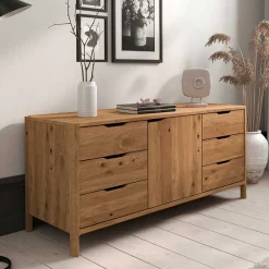 Wohnen Tv & Hifi-Möbel|Lowboards<Breite Kommode mit sechs Schubladen und Tür - Laida