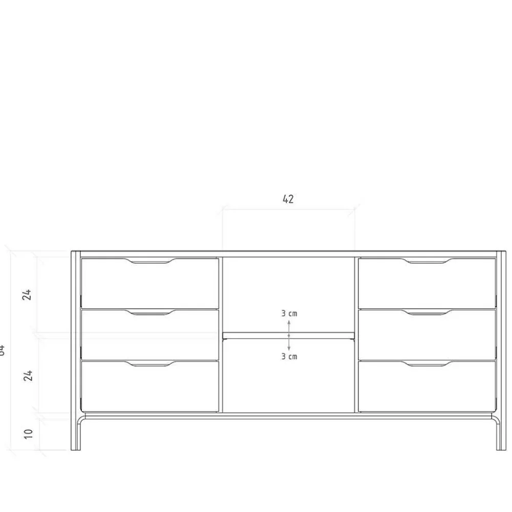 Wohnen Tv & Hifi-Möbel|Lowboards<Breite Kommode mit sechs Schubladen und Tür - Laida