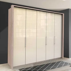 Wohnen Kleiderschränke<Breiter Falttüren-Schrank in Creme - Rativian