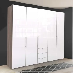 Wohnen Kleiderschränke<Breiter Kleiderschrank in Weiß Glas - Empresian