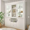 Wohnen Kommoden|Vitrinen<Buffetschrank Vitrine in weißer Holzoptik Pinie - Liancos