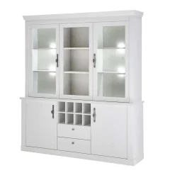 Wohnen Kommoden|Vitrinen<Buffetschrank Vitrine in weißer Holzoptik Pinie - Liancos