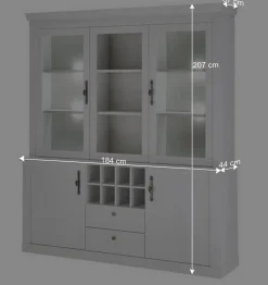 Wohnen Kommoden|Vitrinen<Buffetschrank Vitrine in weißer Holzoptik Pinie - Liancos