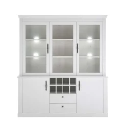 Wohnen Kommoden|Vitrinen<Buffetschrank Vitrine in weißer Holzoptik Pinie - Liancos