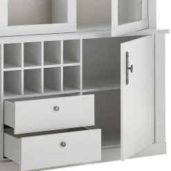 Wohnen Kommoden|Vitrinen<Buffetschrank Vitrine in weißer Holzoptik Pinie - Liancos