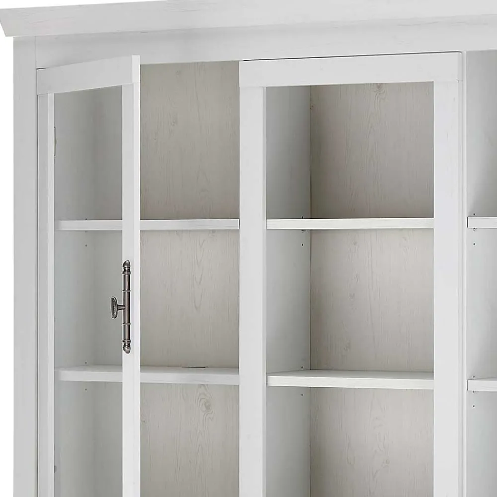 Wohnen Kommoden|Vitrinen<Buffetschrank Vitrine in weißer Holzoptik Pinie - Liancos