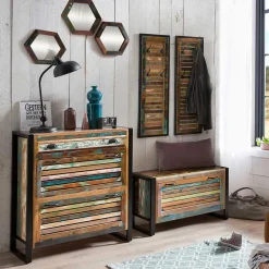 Wohnen Garderoben<Bunte Flurmöbel im Shabby Chic - Vosbadus (vierteilig)