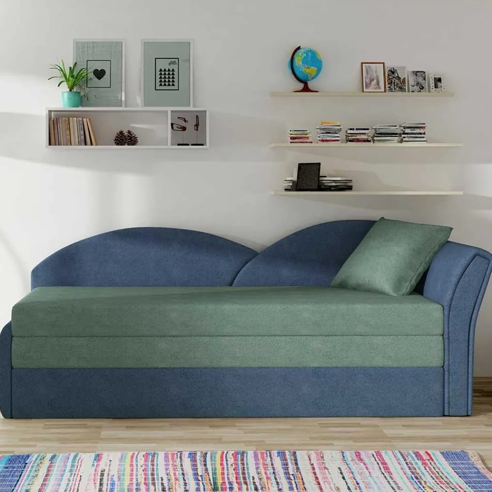 Wohnen Betten<Chaiselongue mit Bettfunktion in Grün und Blau - Relisa