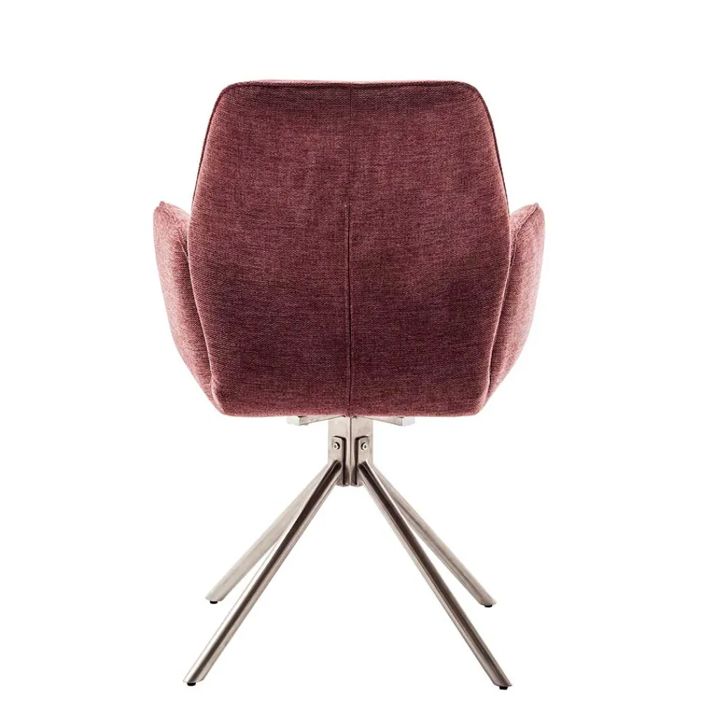 Wohnen Stühle<Chenille Drehstühle in Altrosa - Veron (2er Set)