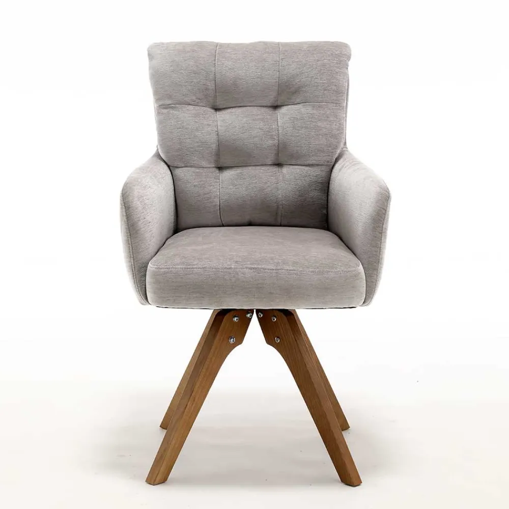 Wohnen Stühle<Chenille Tischsessel in Taupe - Fiorello (2er Set)