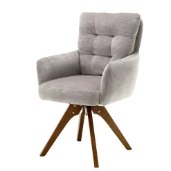 Wohnen Stühle<Chenille Tischsessel in Taupe - Fiorello (2er Set)