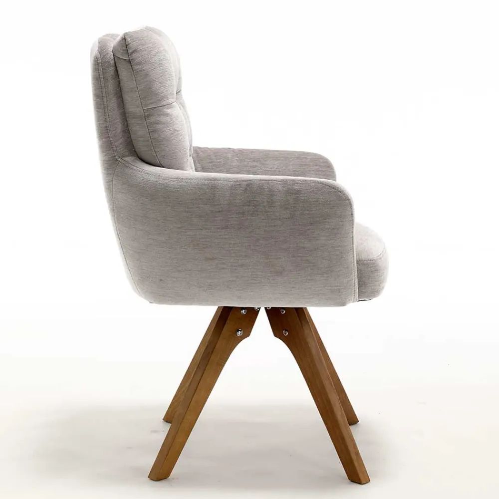 Wohnen Stühle<Chenille Tischsessel in Taupe - Fiorello (2er Set)