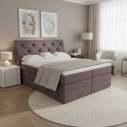 Wohnen Betten<Chesterfield Boxspringbett in Mauve Samt - Zoalin
