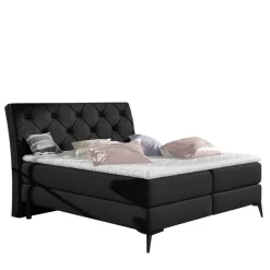 Wohnen Betten<Chesterfield Komplettbett in Schwarz - Silvaria
