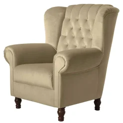 Wohnen Sessel<Chesterfield Ohrenbackensessel in Beige - Mavilia
