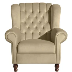 Wohnen Sessel<Chesterfield Ohrenbackensessel in Beige - Mavilia
