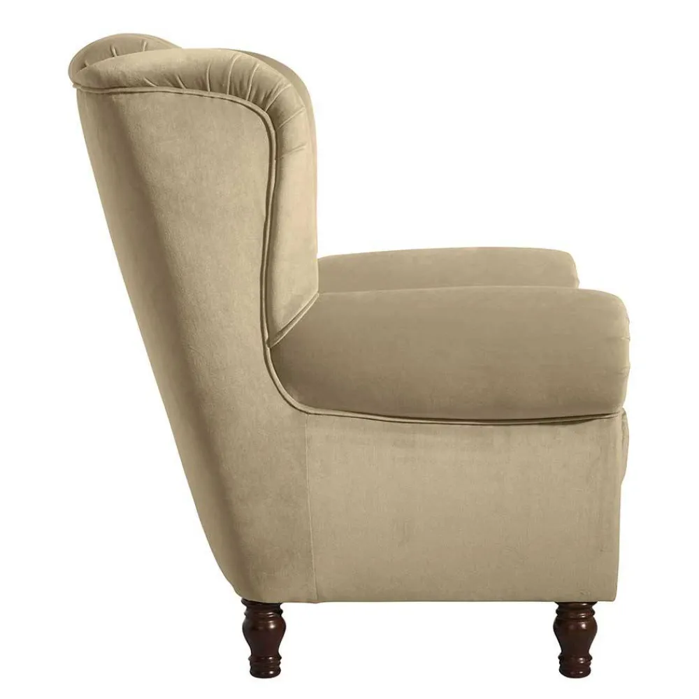 Wohnen Sessel<Chesterfield Ohrenbackensessel in Beige - Mavilia