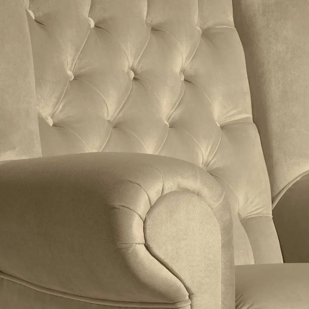 Wohnen Sessel<Chesterfield Ohrenbackensessel in Beige - Mavilia